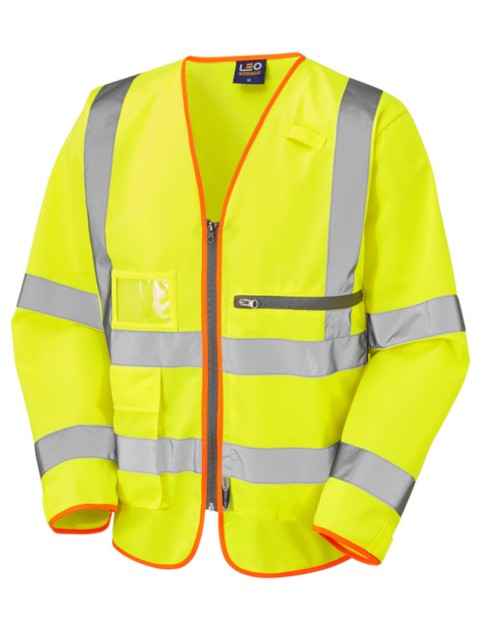 Leo Heddon superior sleeved waistcoat with tablet pocket yellow High Visibility